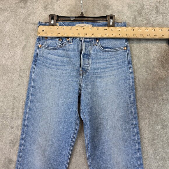 Levis Wedgie Straight Jeans Womens 25 Blue Denim High Rise Button Fly Premium - Picture 3 of 15
